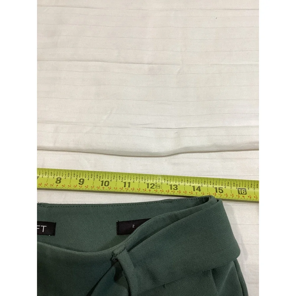 Loft Womens Size 2 Green High Rise Wide Leg Tie Waist Pleated Crop Pants - Picture 6 of 6